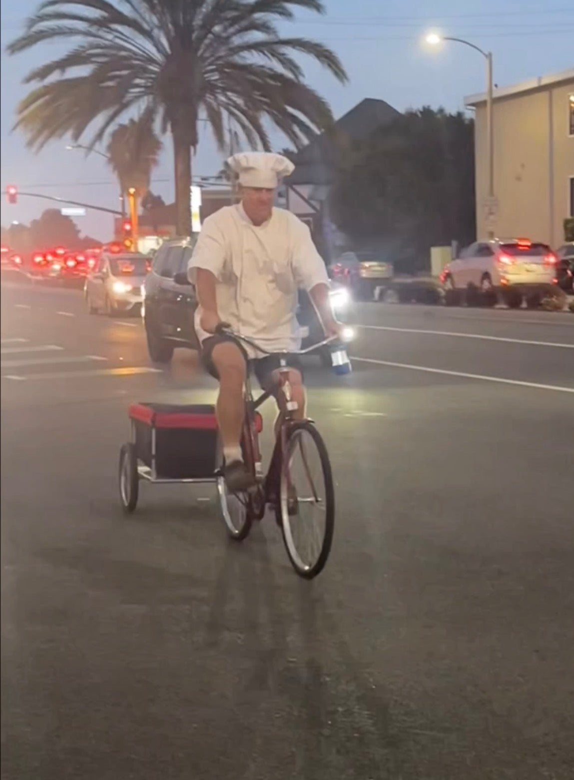 Load video: Chef Jeffray delivering Marsatta Chocolate by bicycle in the South Bay.